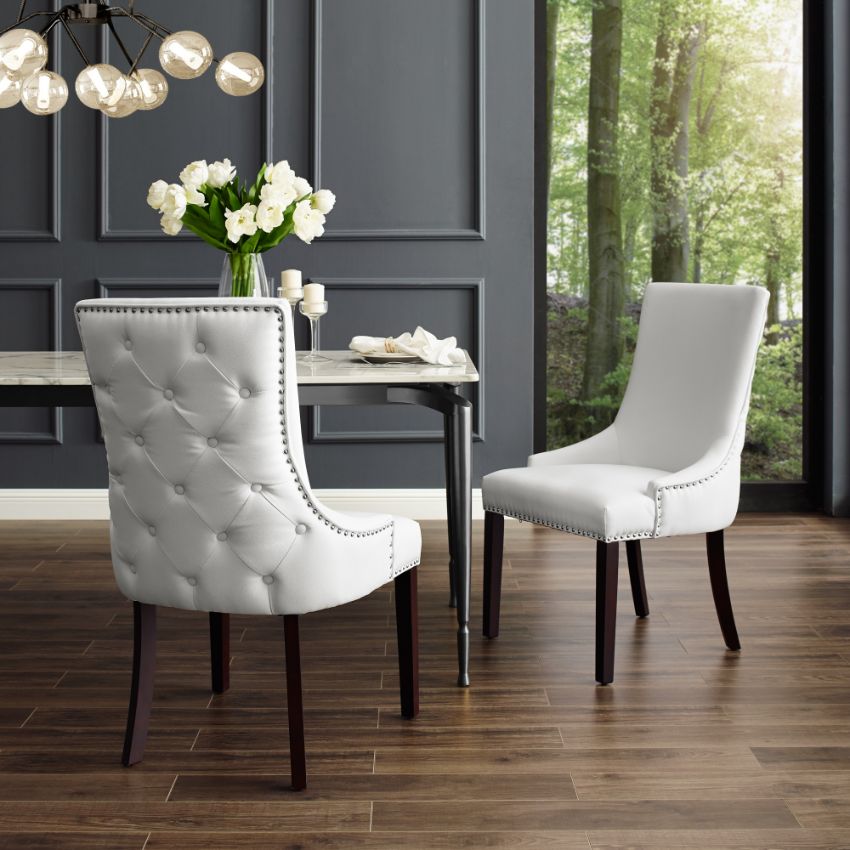 White Leather Dining Chairs, Modern Leather Dining Room Chairs