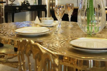 Gold dining table, Modern Dining Tables, Modern Dining Room, Home Design, Contemporary design, Interior Design, Boca do Lobo, Christmas