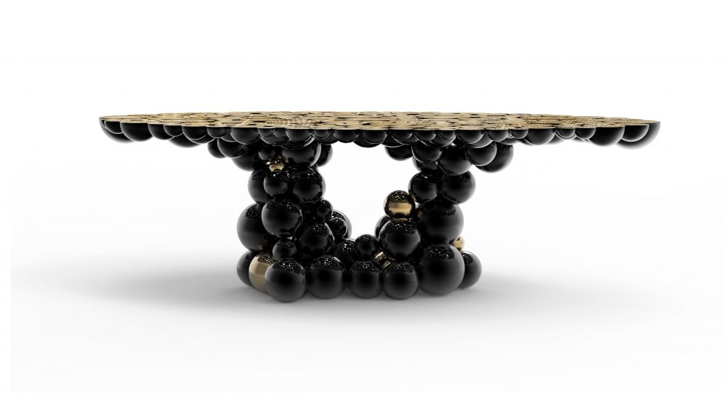 tables and chairs- black and gold dining table